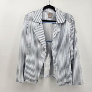 Chicos Women's Striped Lyocell Open Front‎ Blazer Jacket Size 1 (8/10)